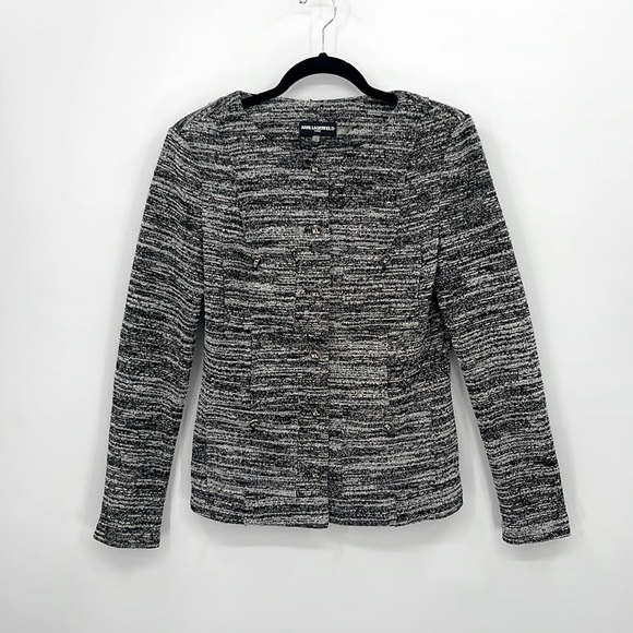 KARL LAGERFELD Boucle Tweed Pattern Jacket - Picture 2 of 6
